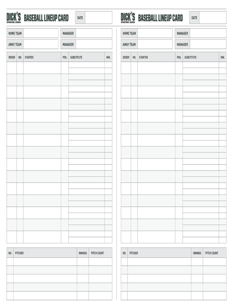 Lienup Card Fillable - Fill Online, Printable, Fillable Inside Baseball Lineup Card Template