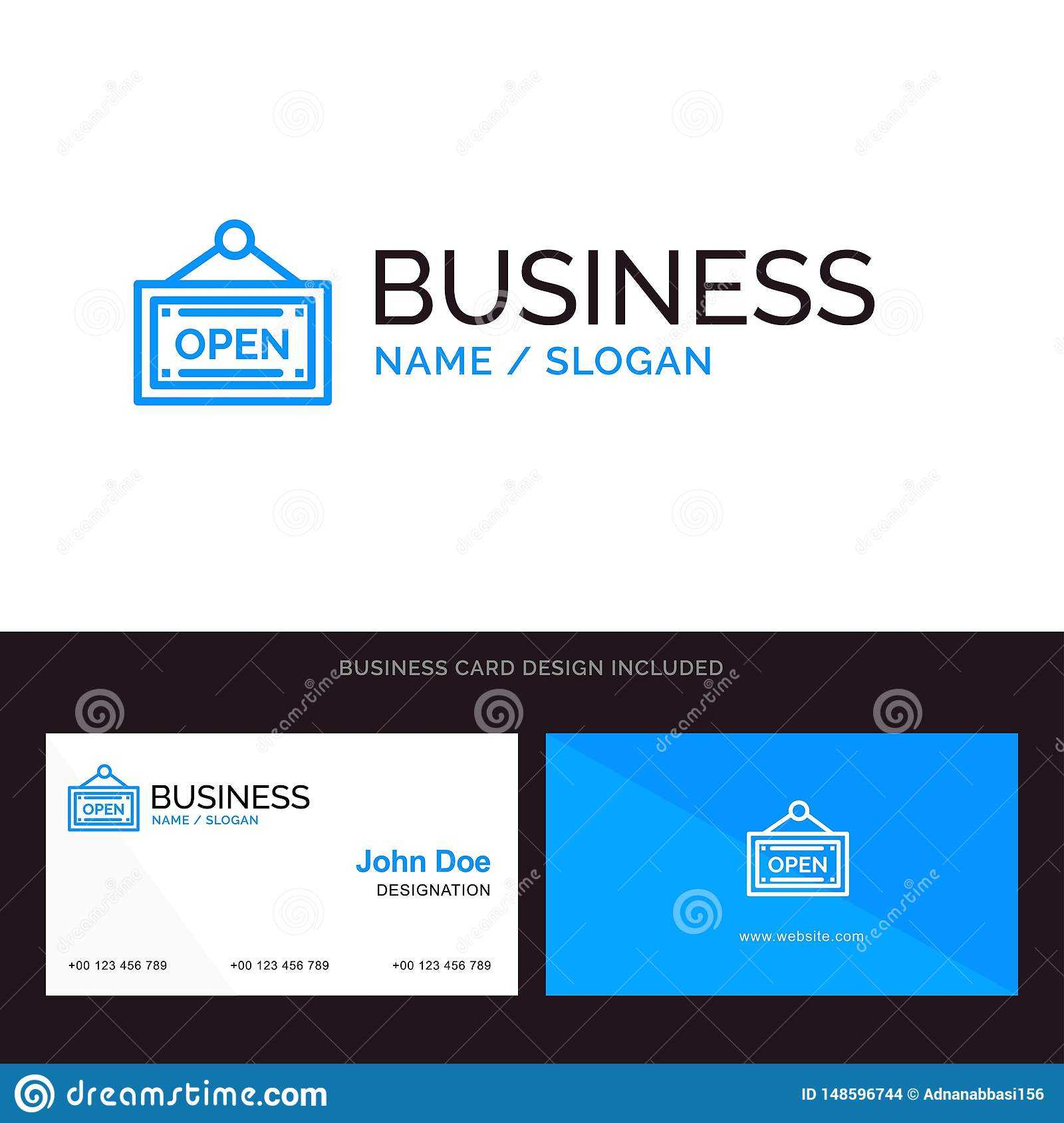 Logo And Business Card Template For Open, Shop, Board Vector For Business Card Template Open Office