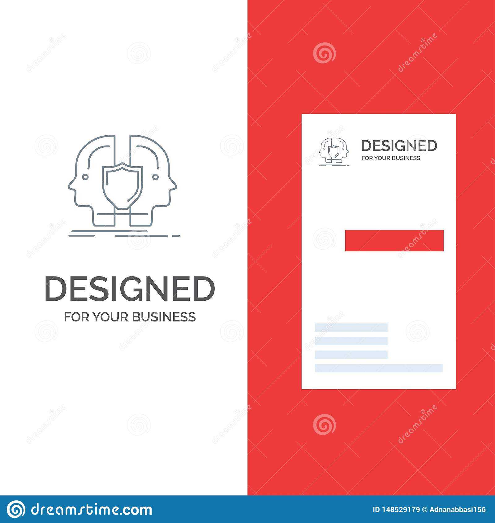 Man, Face, Dual, Identity, Shield Grey Logo Design And Regarding Shield Id Card Template