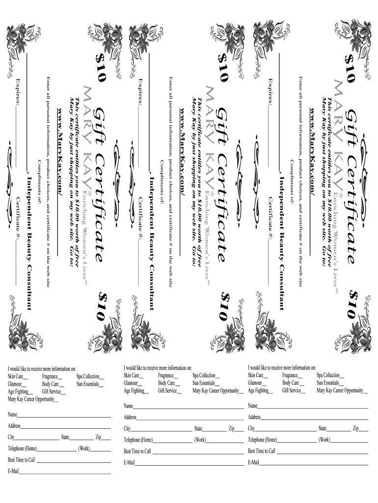 Mary Kay Gift Certificates Printable - Fill Out And Sign Printable Pdf  Template | Signnow Intended For Mary Kay Gift Certificate Template