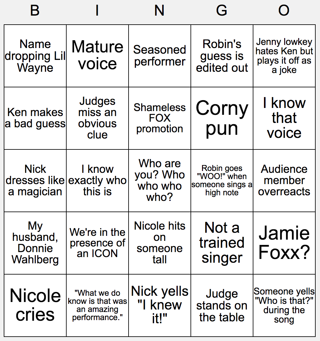 Masked Singer Bingo Card Template!! : Themaskedsinger With Clue Card Template