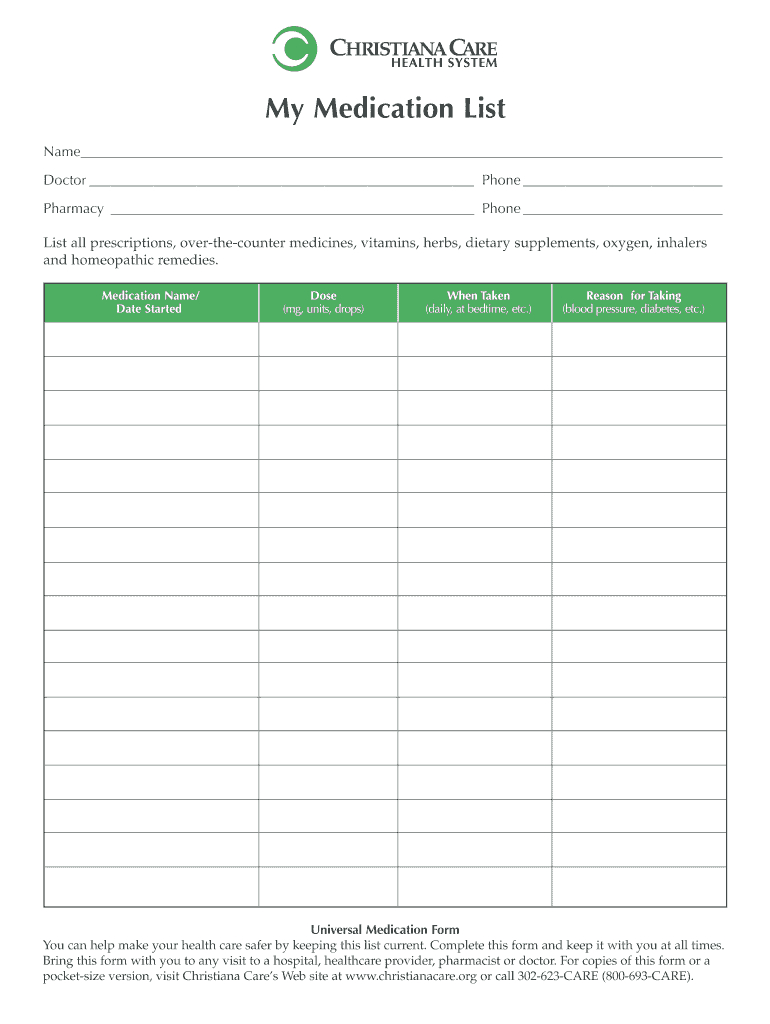 Medication List Form – Fill Online, Printable, Fillable In Medication Card Template