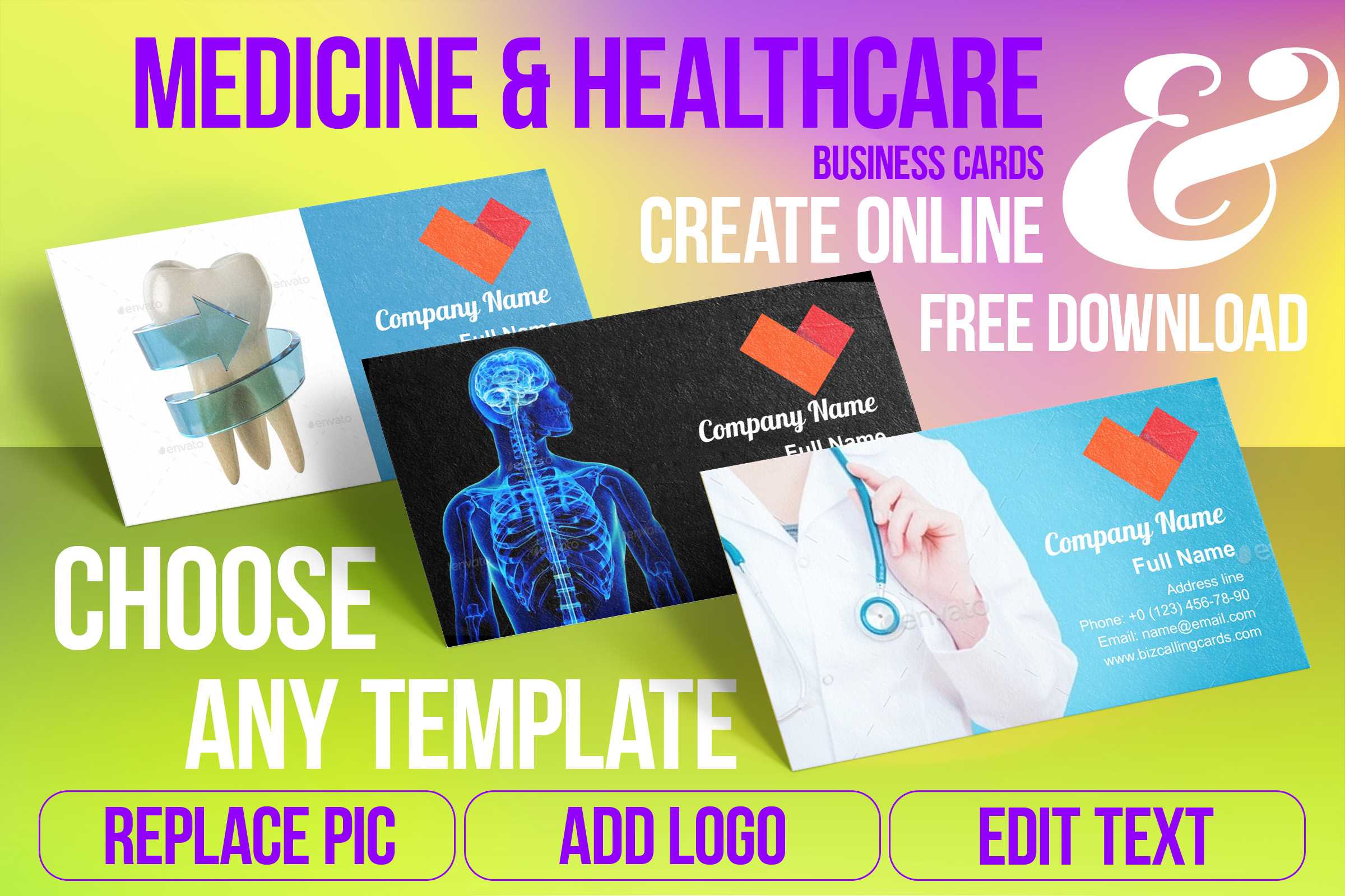 Medicine & Healthcare Business Card Samples For Create Inside Medical Business Cards Templates Free