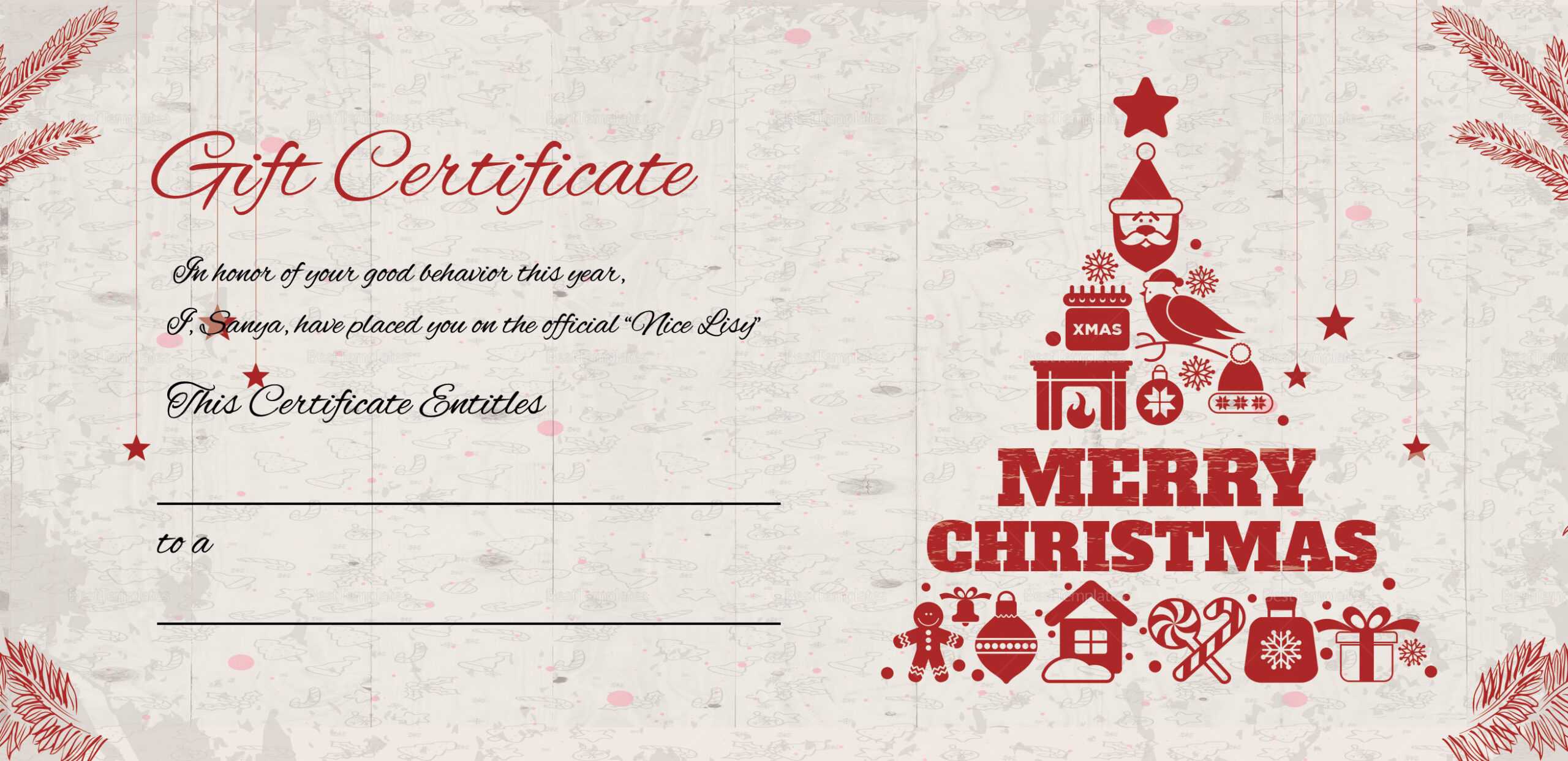 Merry Christmas Gift Certificate With Regard To Merry Christmas Gift Certificate Templates