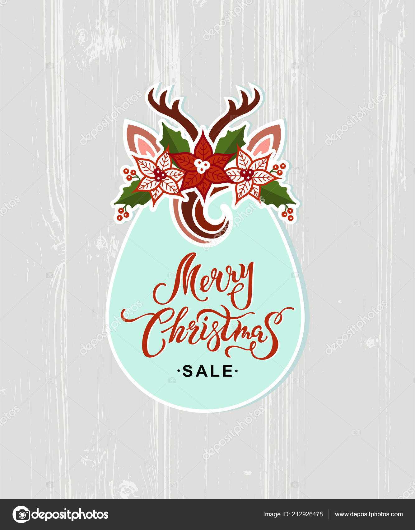 Merry Christmas Sale Card Deer Headband Handwritten Intended For Headband Card Template