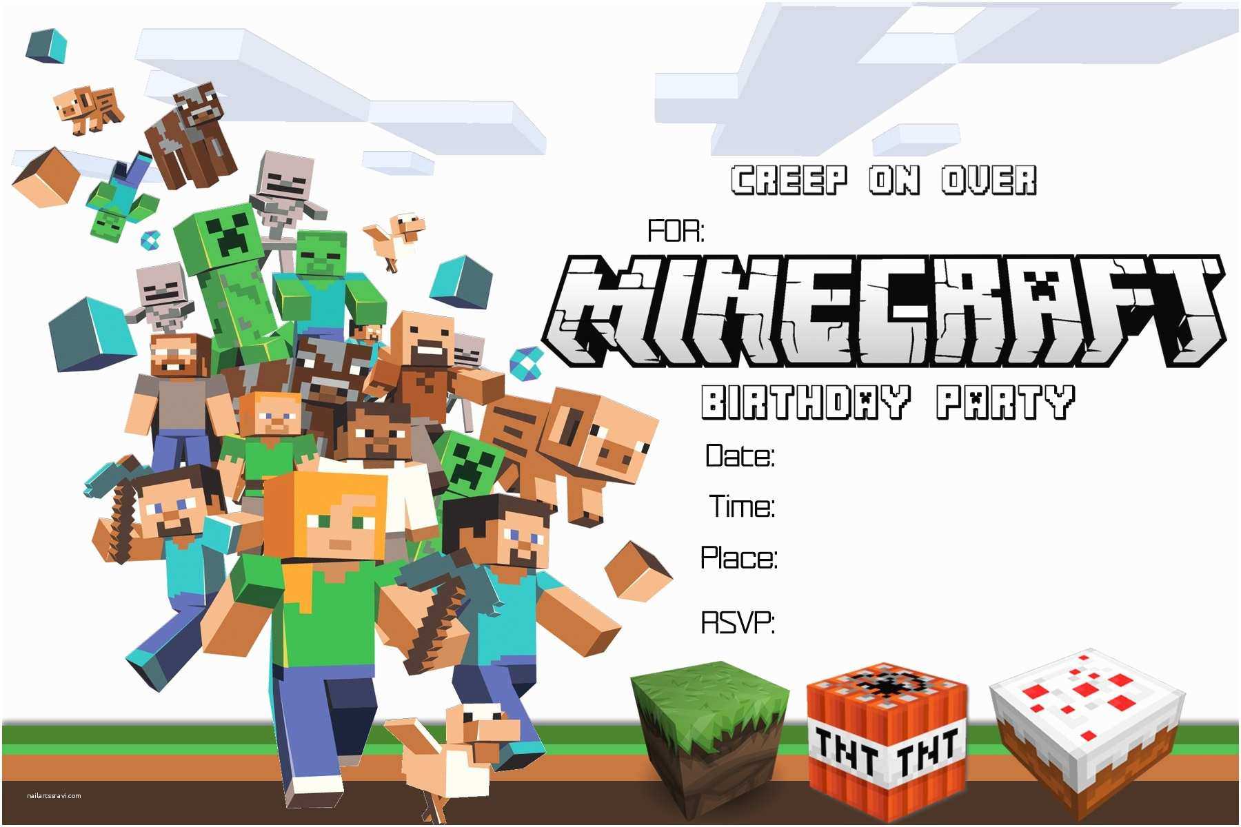 Minecraft Birthday Invitation Template Minecraft Birthday Within Minecraft Birthday Card Template