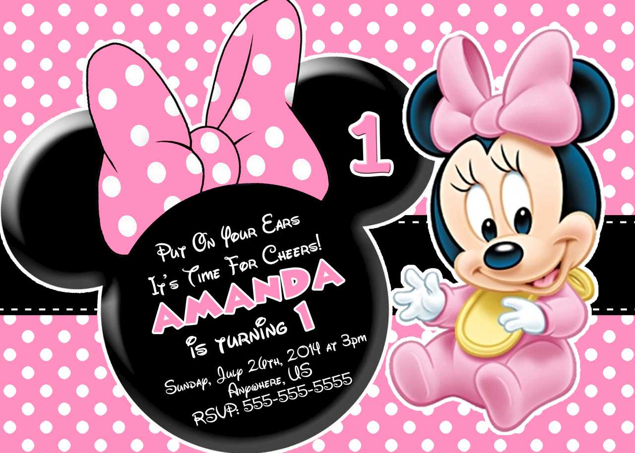 Minnie Mouse Invitations Template Throughout Minnie Mouse Card Templates
