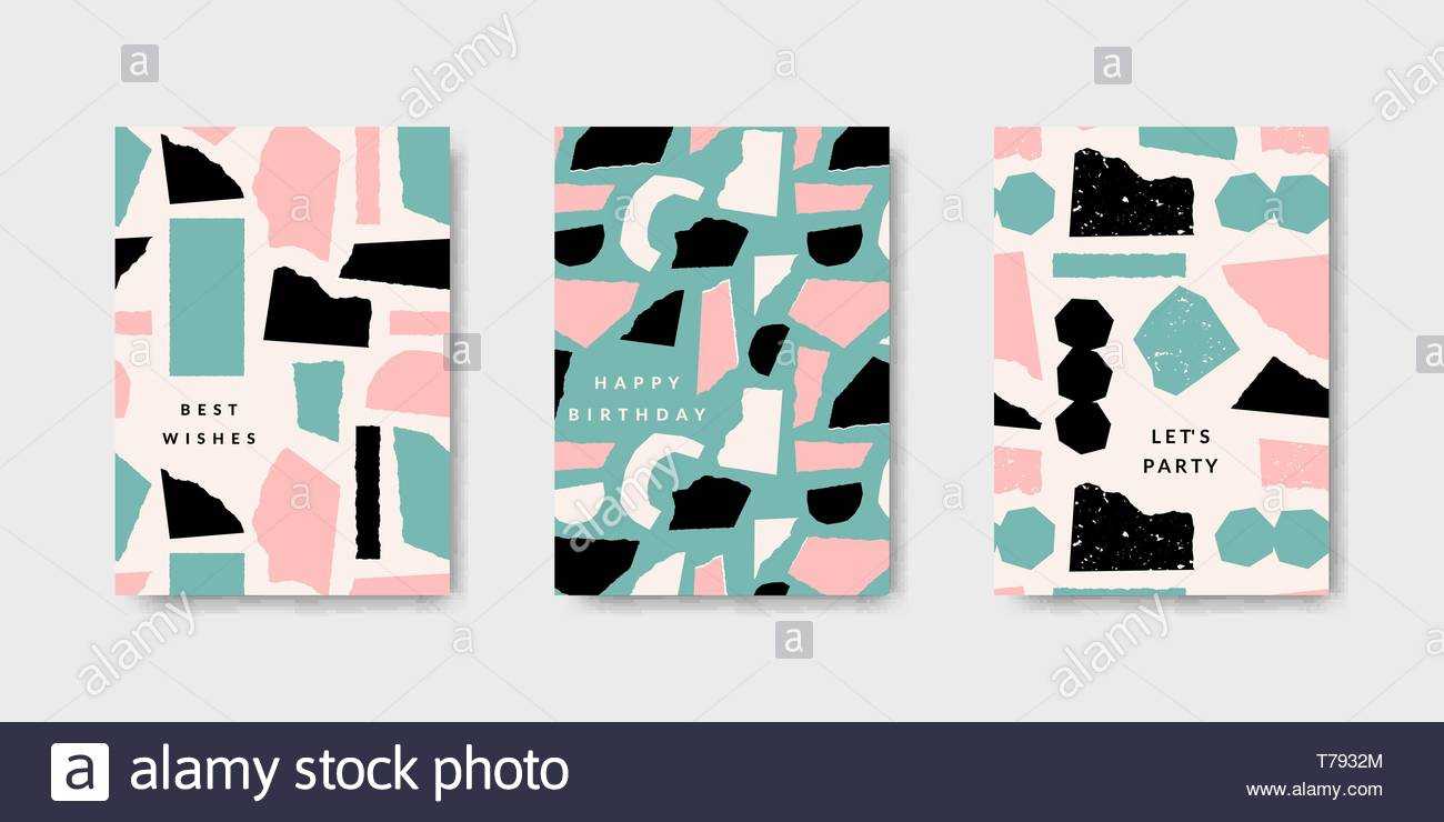Modern And Playful Greeting Card Templates With Paper Cut With Birthday Card Collage Template