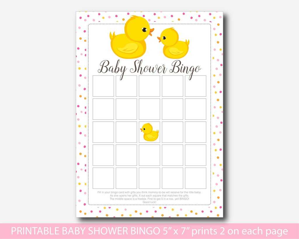Modern Baby Shower Bingo Rubber Ducky Game Duck Card B 02 Regarding Bingo Card Template Word