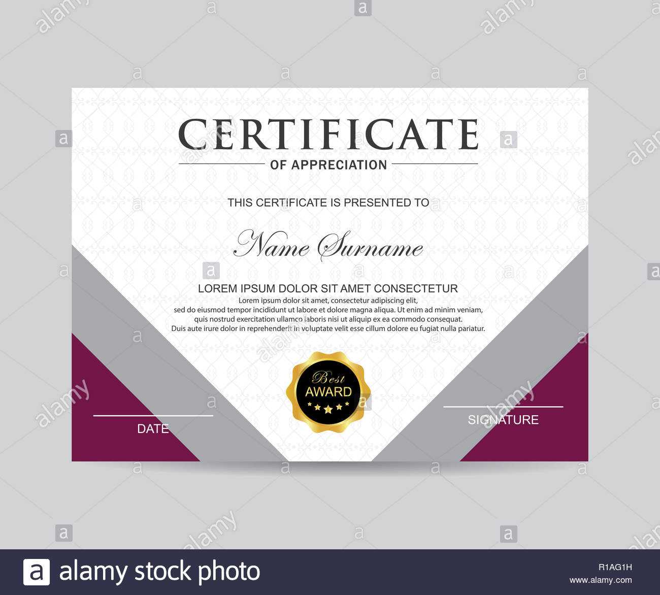 Modern Certificate Template And Background Stock Photo Intended For Borderless Certificate Templates