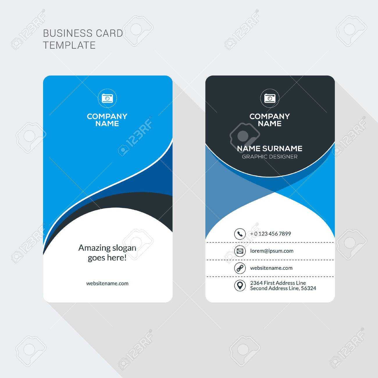 Modern Creative And Clean Two Sided Business Card Template. Flat.. With Regard To Double Sided Business Card Template Illustrator