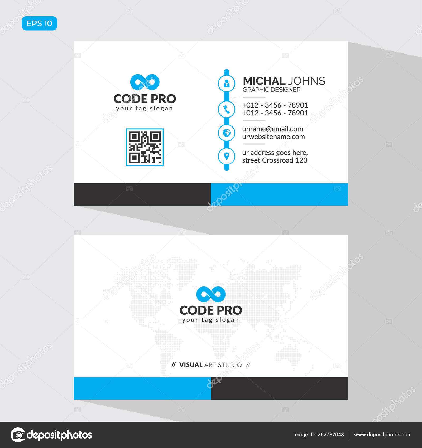 Modern Creative Business Card Name Card Horizontal Simple With Regard To Place Card Size Template
