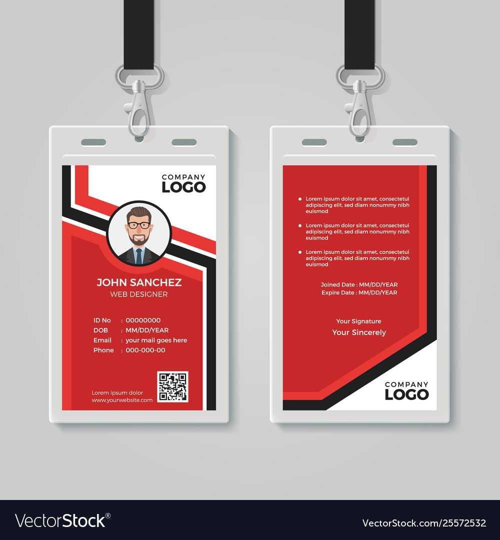 Modern Red Id Card Template For Media Id Card Templates