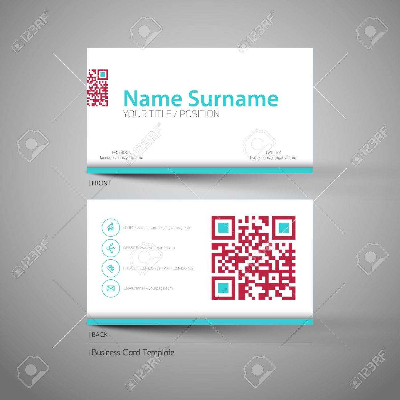 Modern Simple Light Business Card Template With Big Qr Code For Qr Code Business Card Template