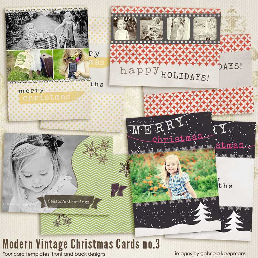 Modern Vintage Christmas Card Vol.3 Templates For Regarding Holiday Card Templates For Photographers