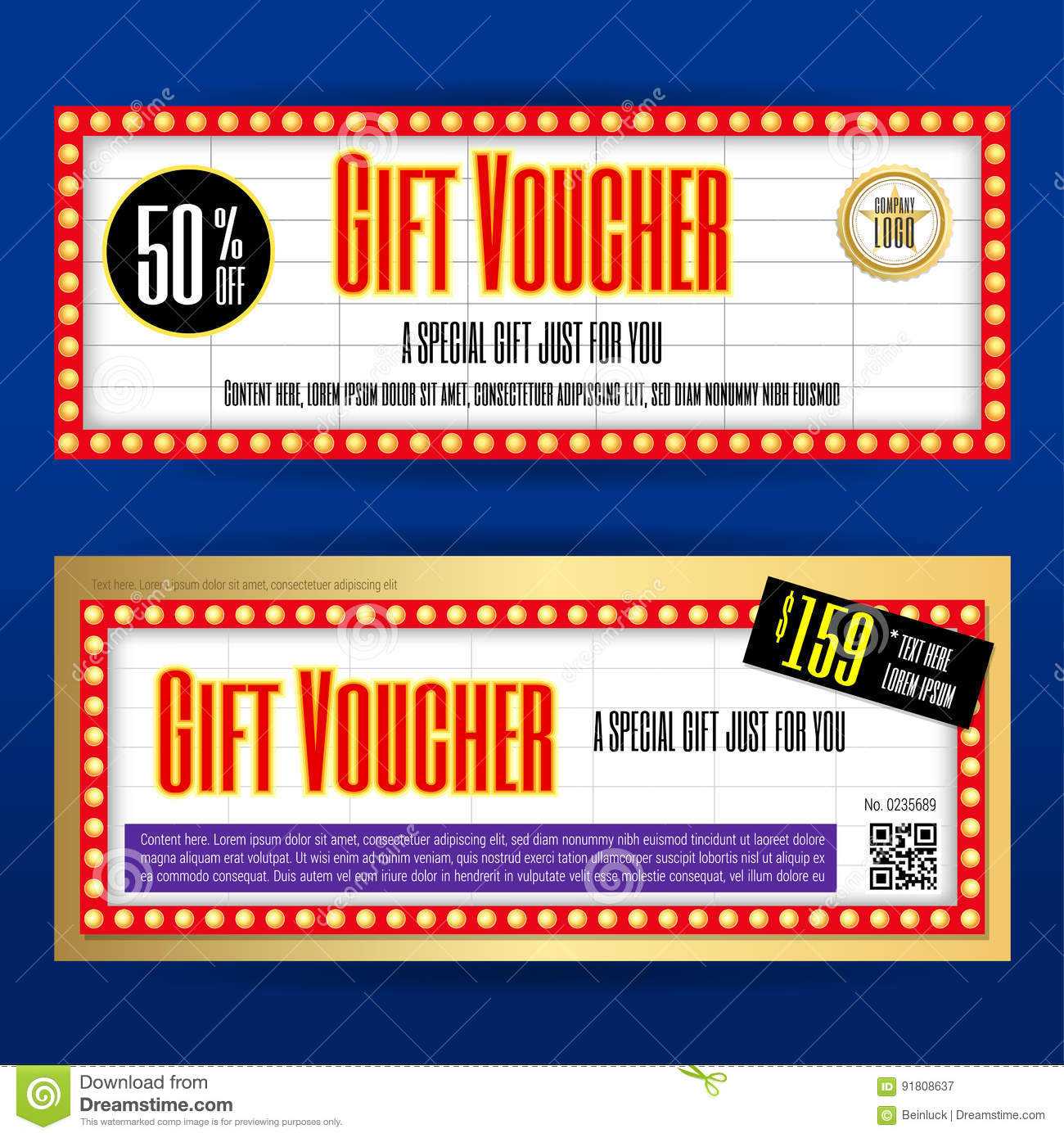 Movie Ticket Sign Theme Gift Voucher Or Gift Coupon Template With Movie Gift Certificate Template