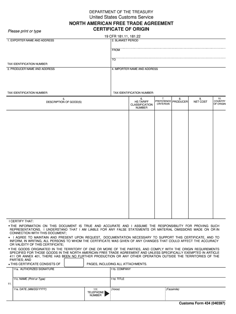 Nafta Form - Fill Online, Printable, Fillable, Blank | Pdffiller inside Nafta Certificate Template