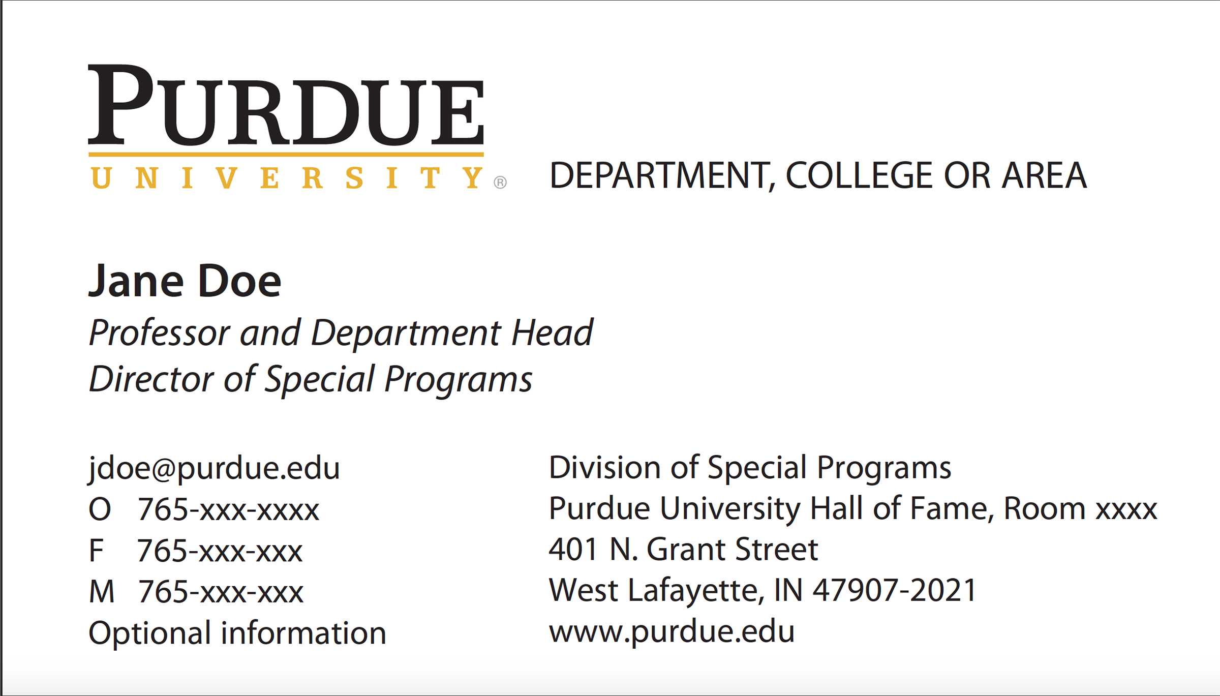 New Business Card Template Now Online – Purdue University News Within Student Business Card Template
