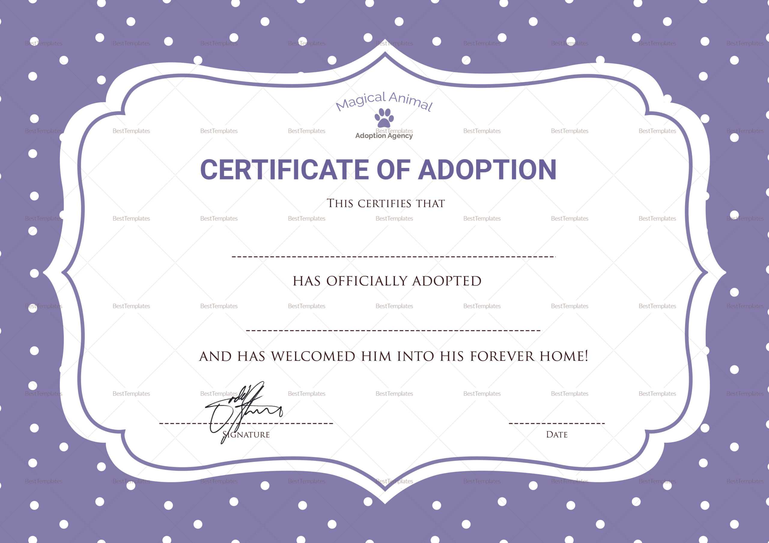 Official Adoption Certificate Template With Regard To Blank Adoption Certificate Template