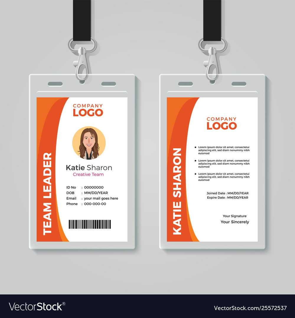 Orange And White Corporate Id Card Template Intended For Sample Of Id Card Template