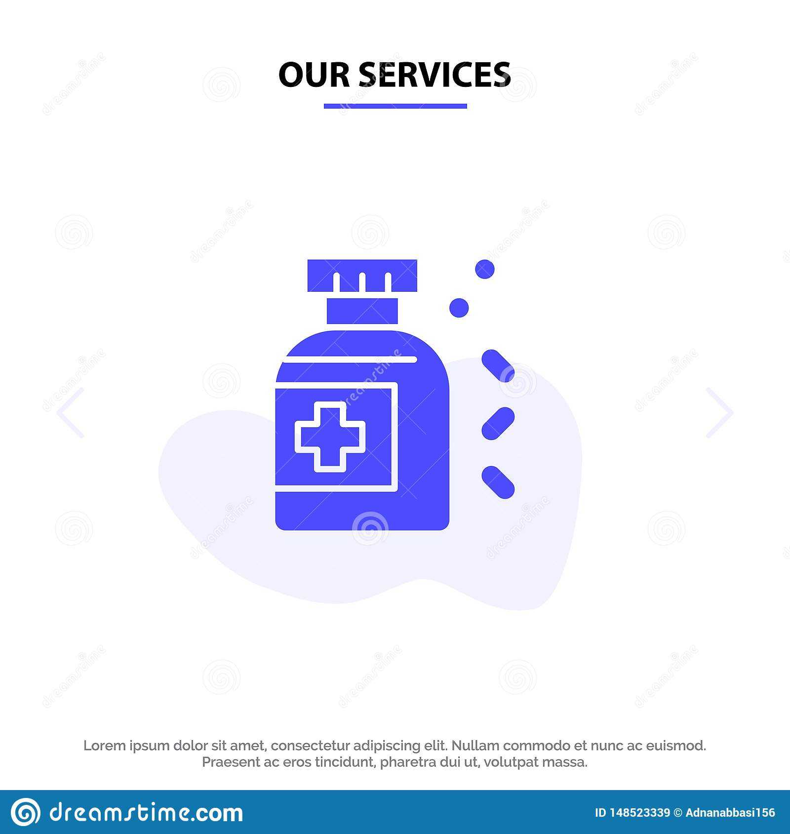 Our Services Bottle, Medicine, Tablet Solid Glyph Icon Web Within Medication Card Template