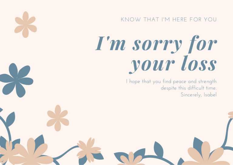 Sorry For Your Loss Card Template Creative Idea Templates