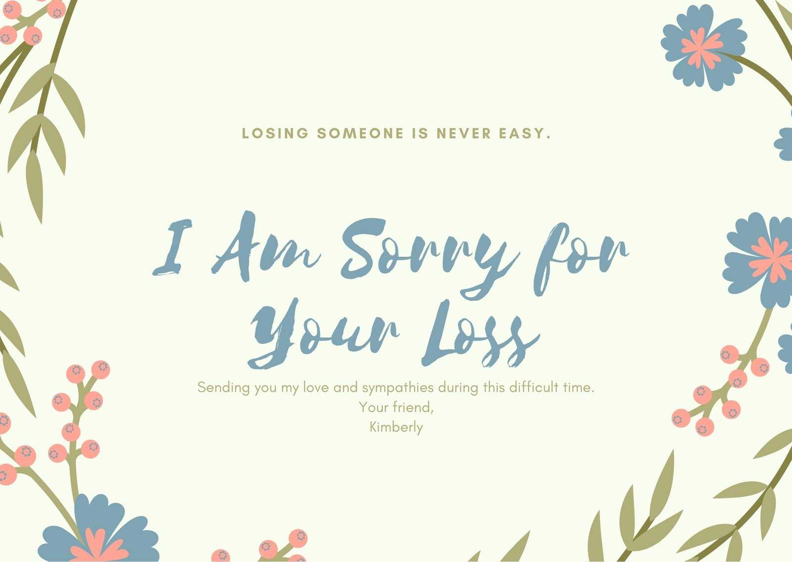Pastel Floral Sympathy Card – Templatescanva Pertaining To Sympathy Card Template