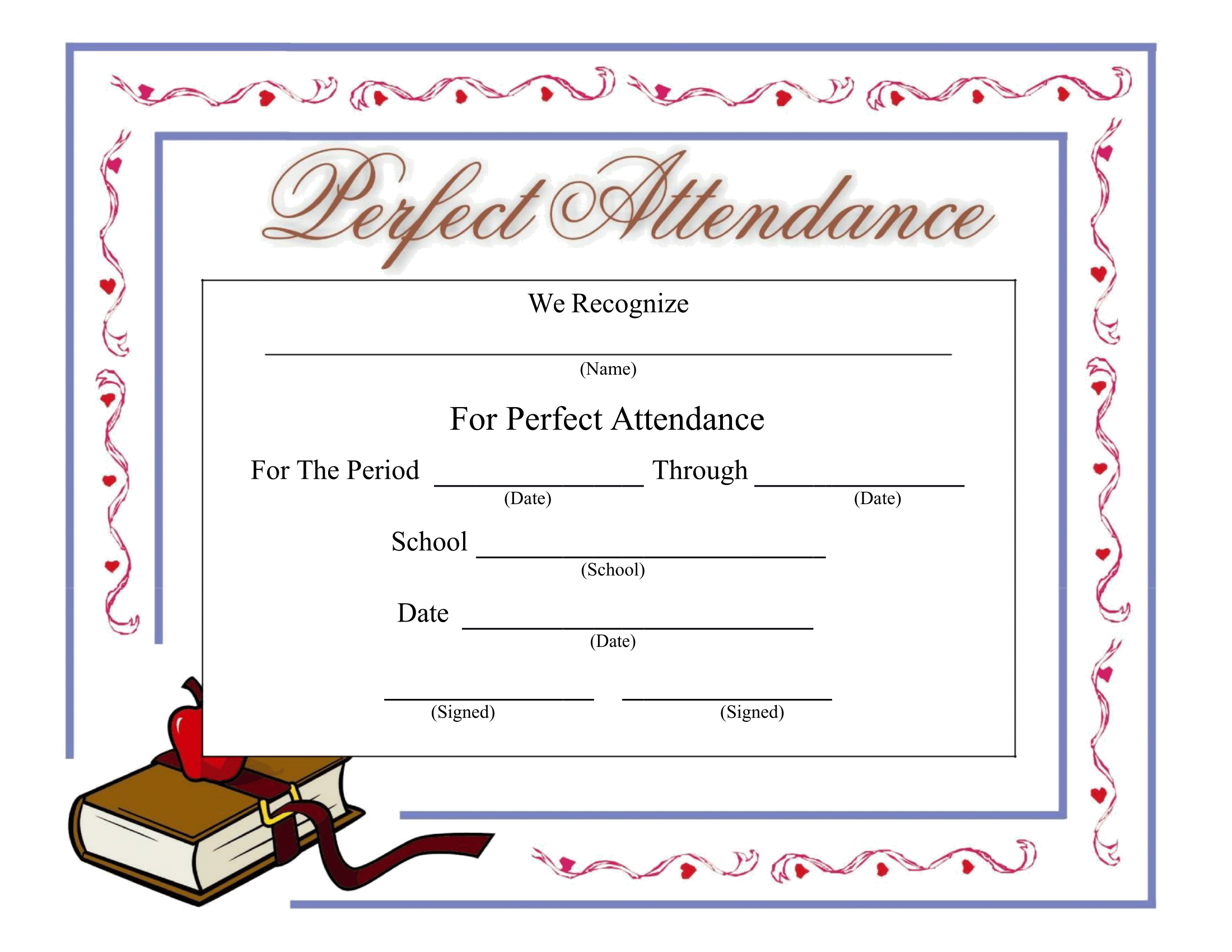 Perfect Attendance Certificate - Download A Free Template Throughout Perfect Attendance Certificate Template