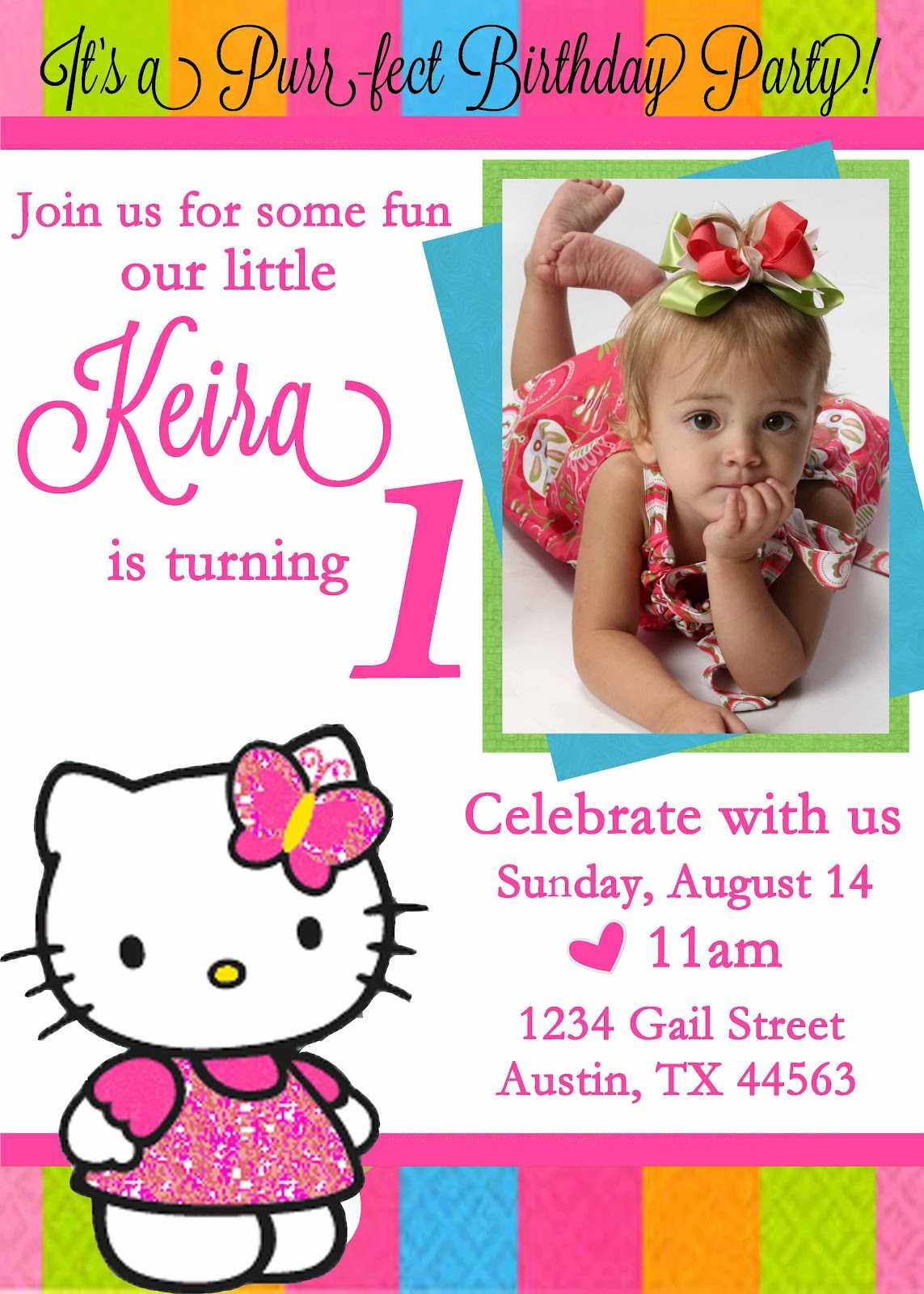 Personalized Hello Kitty Birthday Invitations Within Hello Kitty Birthday Card Template Free