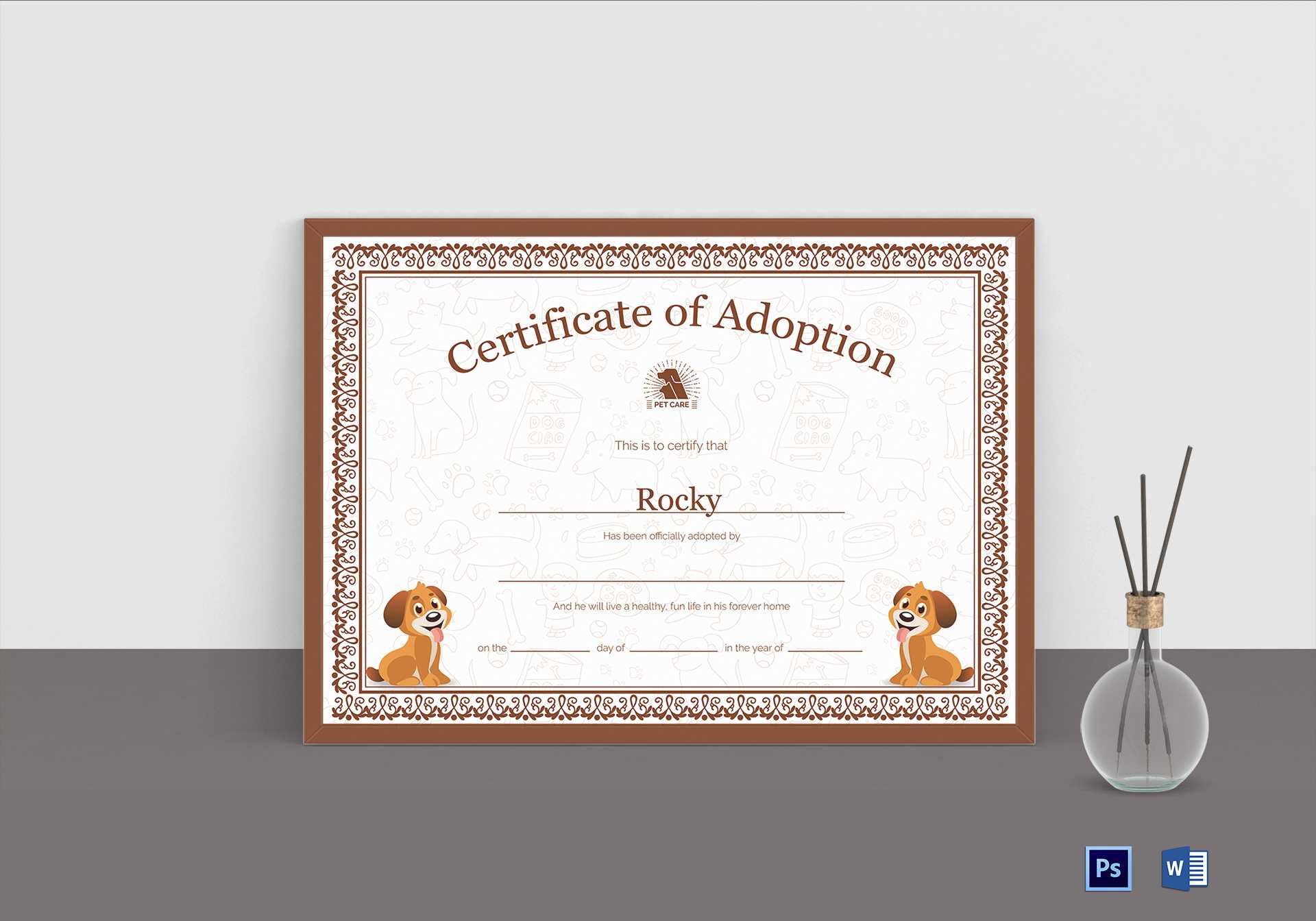 Pet Adoption Certificate Template With Pet Adoption Certificate Template