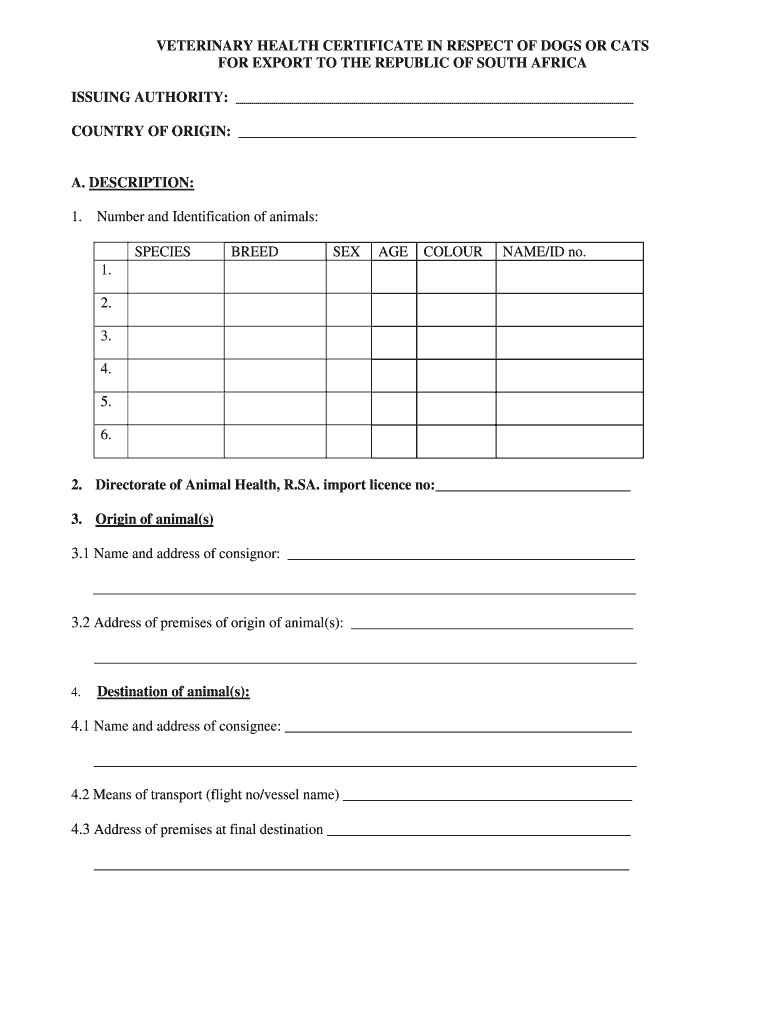 Pet Health Certificate Template - Fill Online, Printable Throughout Veterinary Health Certificate Template