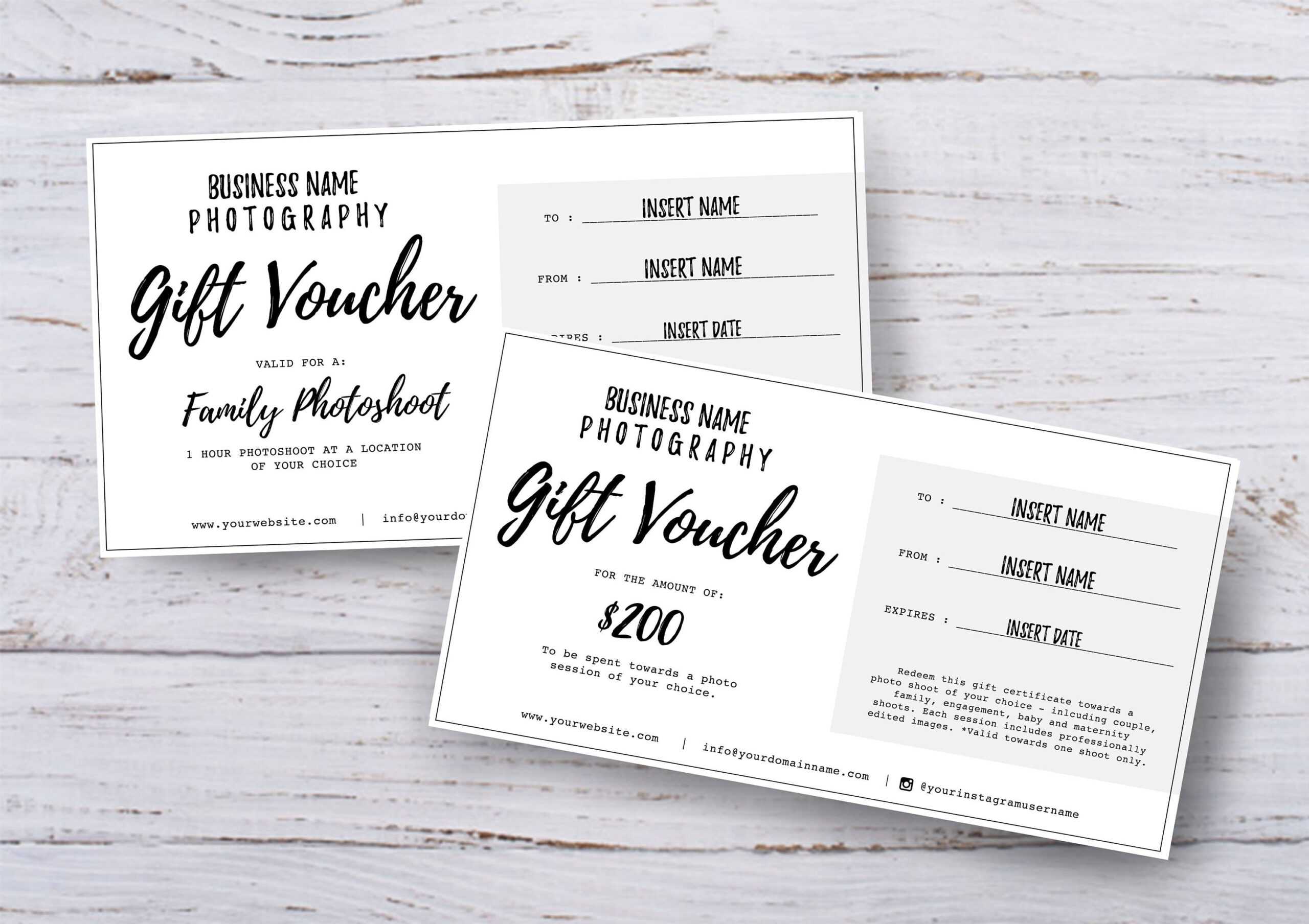 Photography Gift Voucher Certificate Template Psd For Photoshop X 2 Throughout Photoshoot Gift Certificate Template