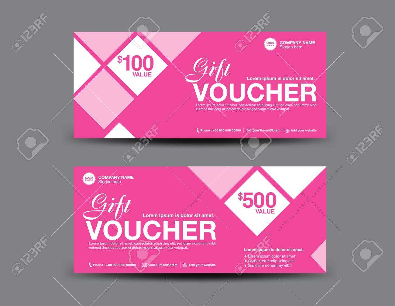 Pink Gift Voucher Template, Coupon Design, Certificate, Ticket.. With Pink Gift Certificate Template