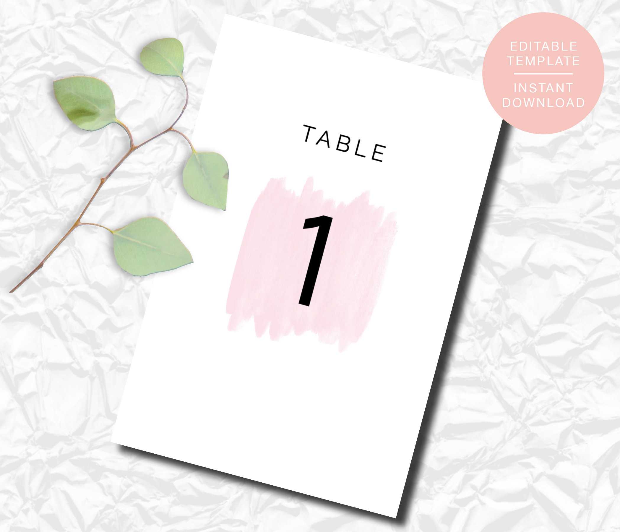 Pink Watercolor Wedding Table Numbers, Editable Table Numbers, Printable  Table Number Cards, Digital Download, Instant Download, Editable Throughout Table Number Cards Template