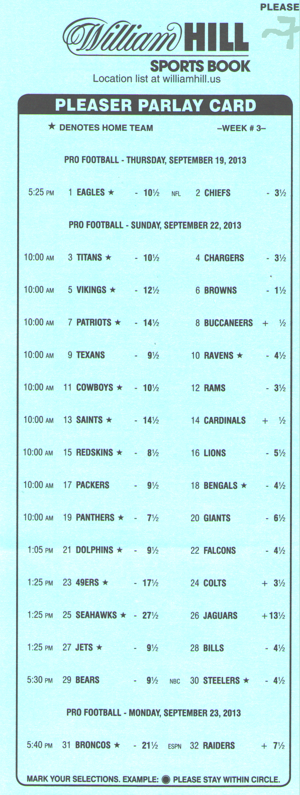 Pleaser Bets In The Nfl Throughout Football Betting Card Template