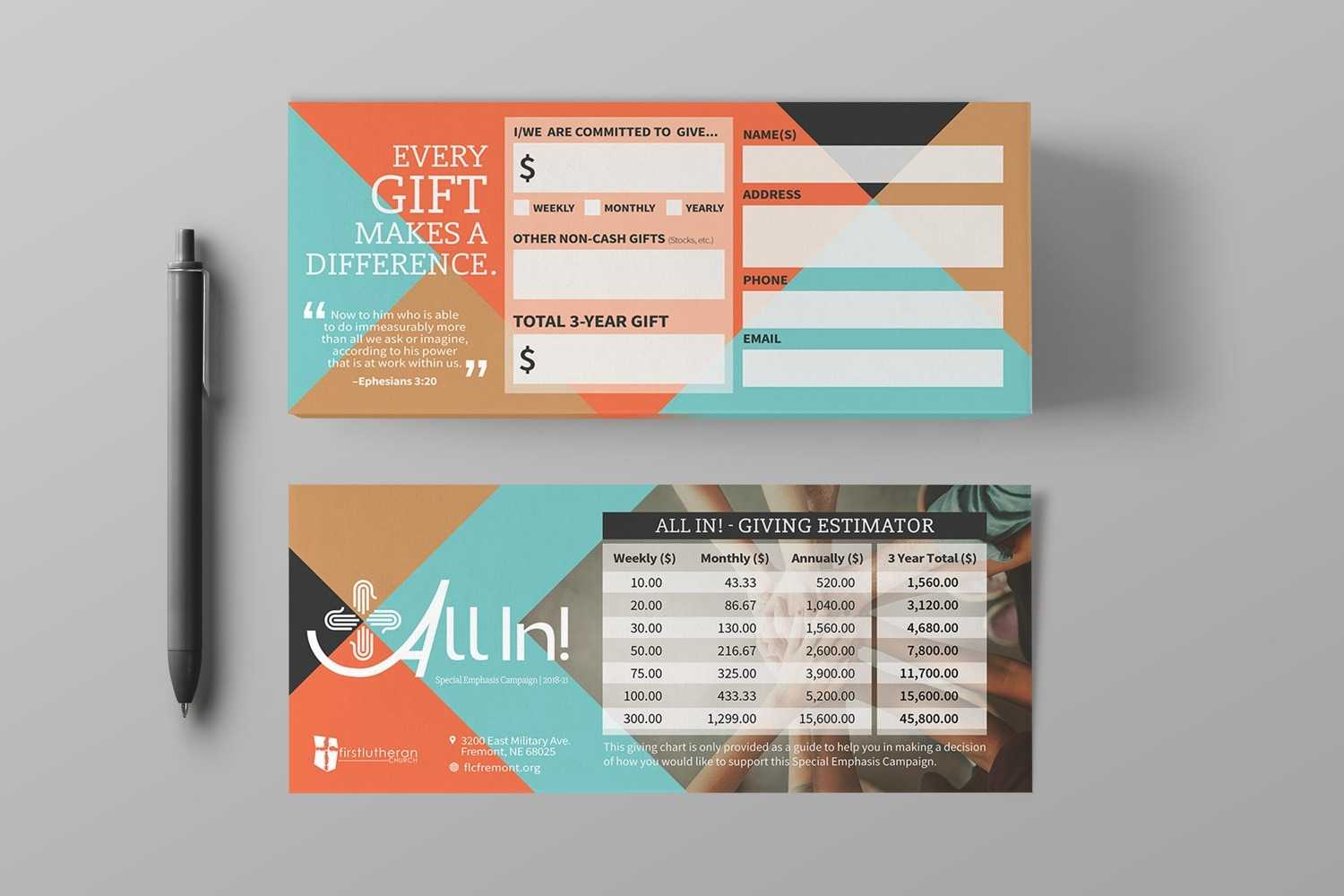 Pledge Cards & Commitment Cards | Church Campaign Design Within Free Pledge Card Template