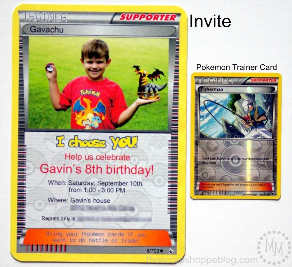Pokémon Card Birthday Invitation – The Scrap Shoppe Within Pokemon Trainer Card Template