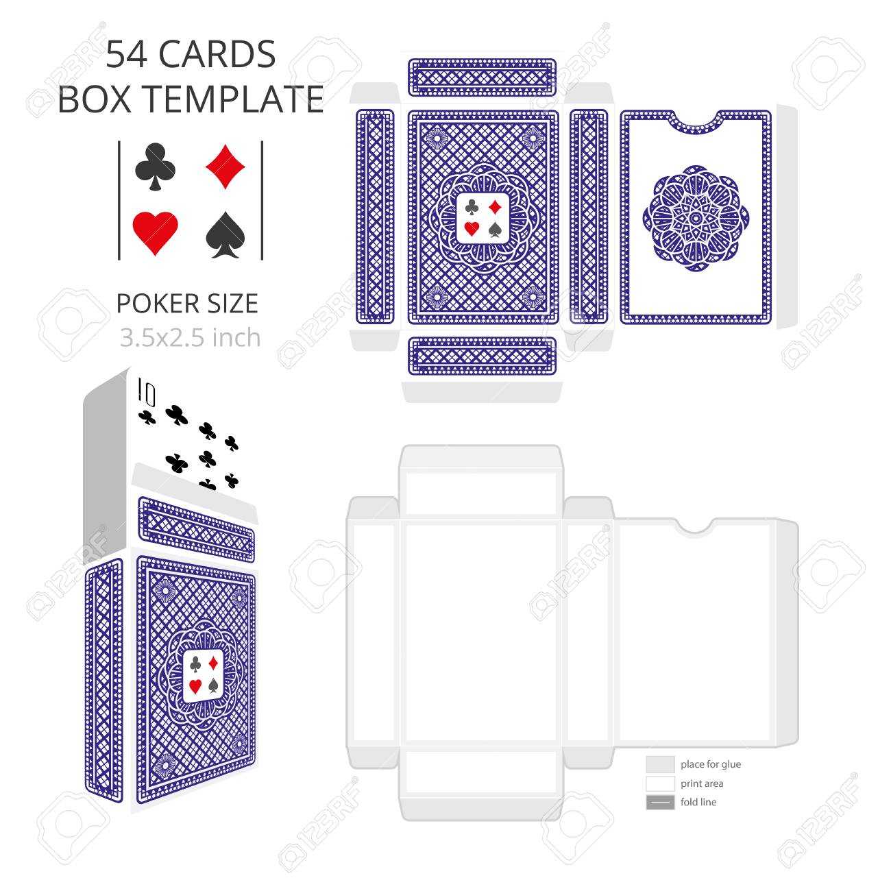 Poker Card Size Tuck Box Template.vector Illustration Ready Design.. Intended For Playing Card Design Template