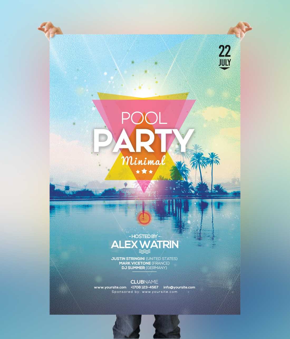 Pool Party – Free Summer Psd Flyer Template – Psdflyer Within Real Estate Brochure Templates Psd Free Download