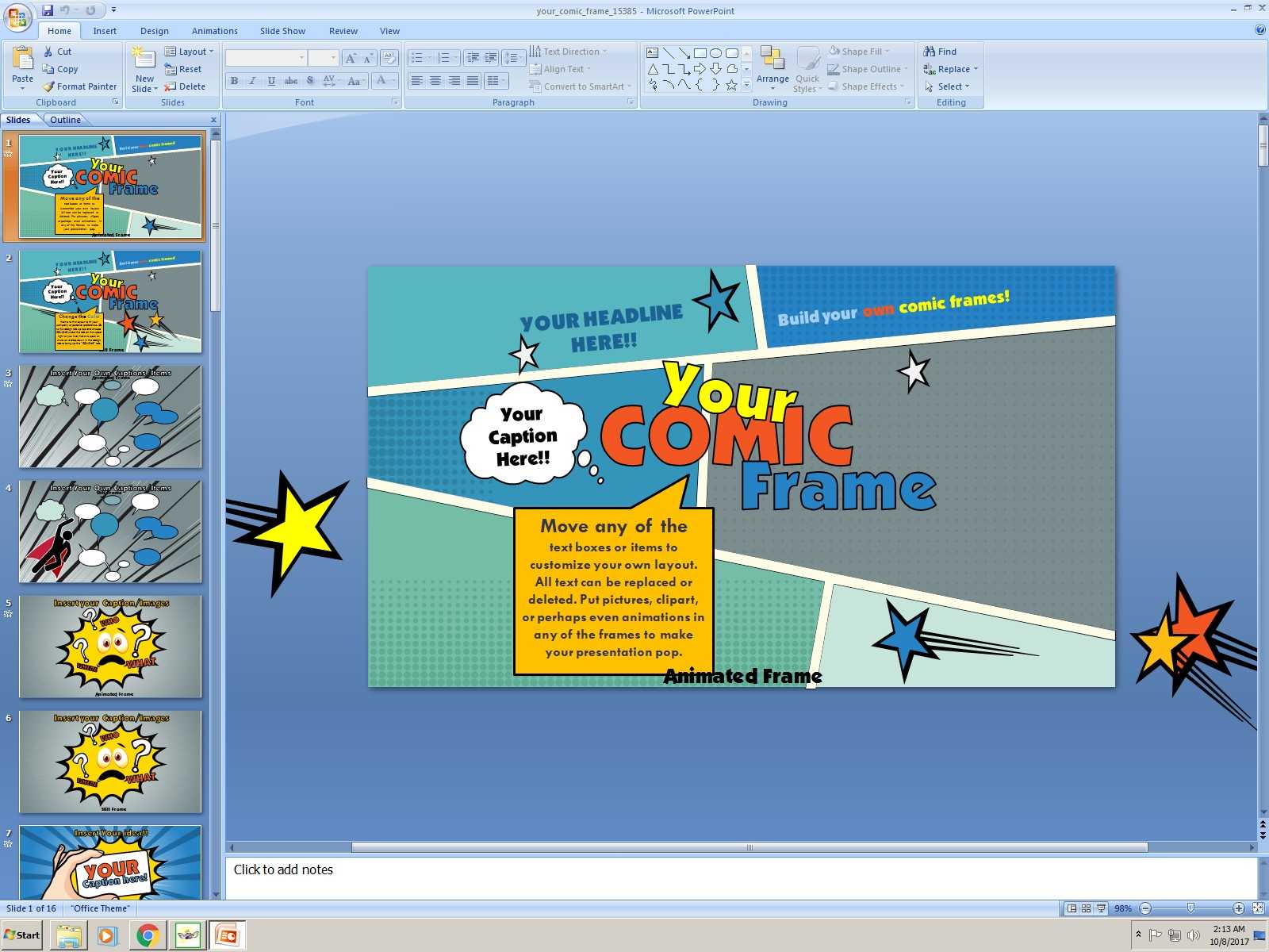 Powerpoint: Your Comic Frame Presentation Template Within Powerpoint Comic Template