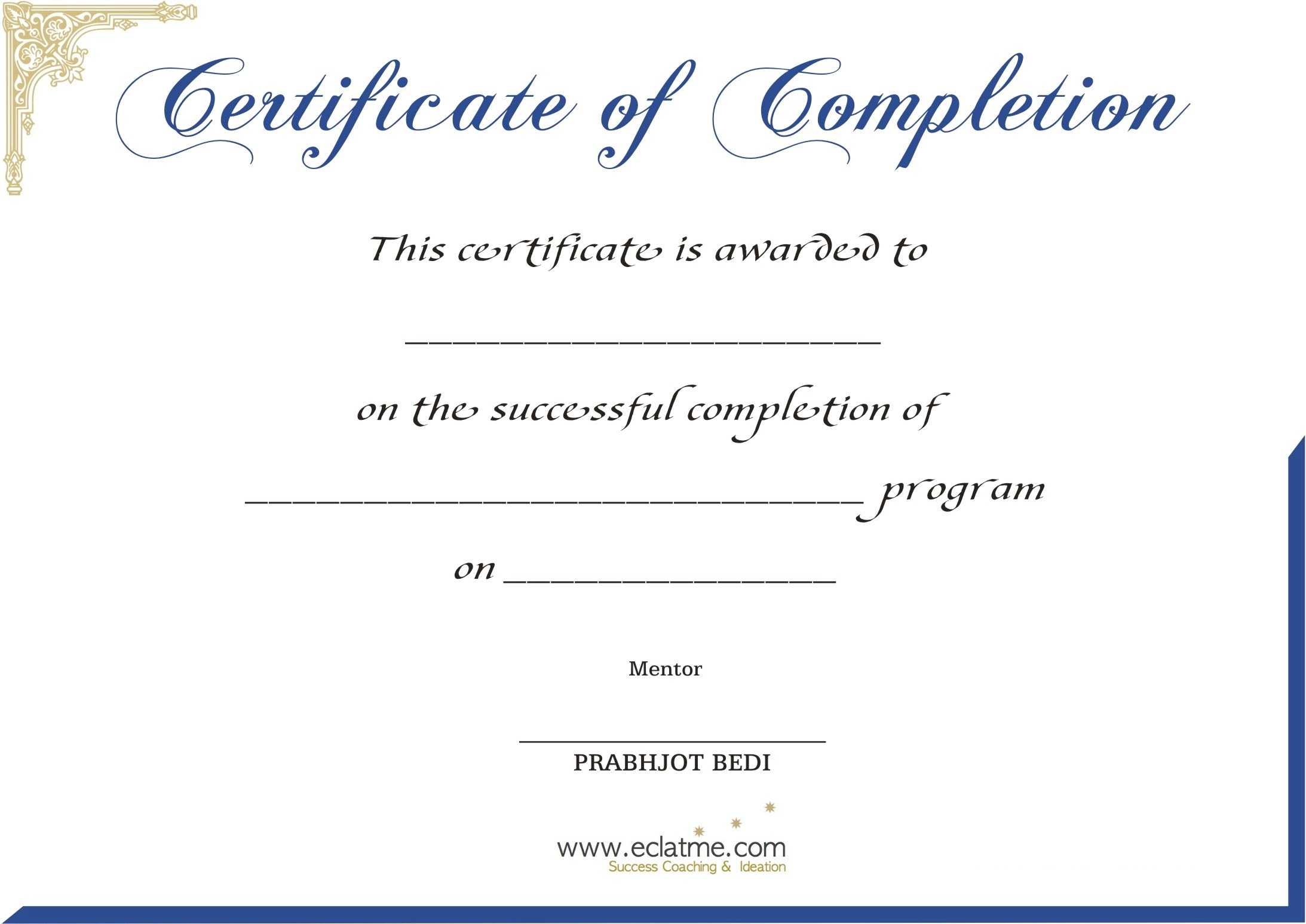 Premium Blank Certificate Of Completion Flyers : V M D With Regard To Certificate Of Completion Template Free Printable