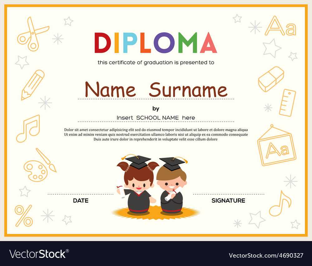 Preschool Kids Diploma Certificate Template Pertaining To Preschool Graduation Certificate Template Free