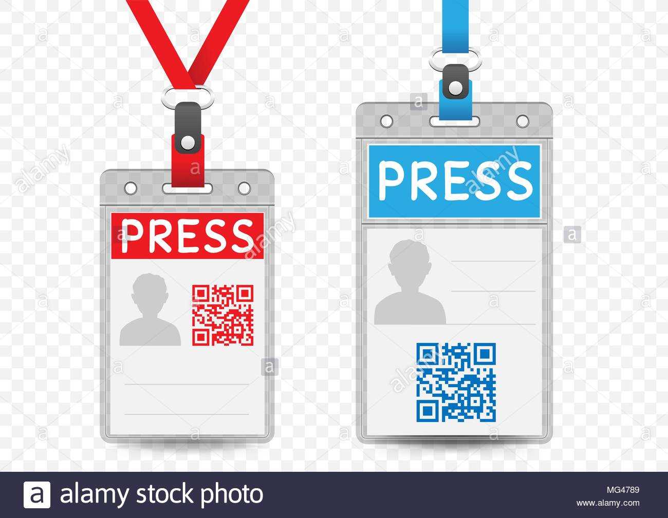 Press Journalist Vertical Badge Empty Template With Blue And Inside Media Id Card Templates