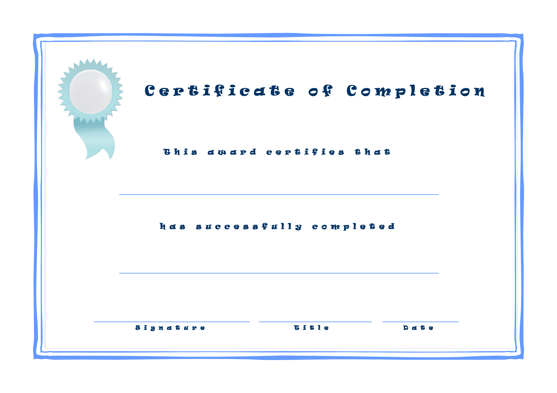Printable Certificate Of Completion – Free Download Template For Certificate Of Completion Template Free Printable
