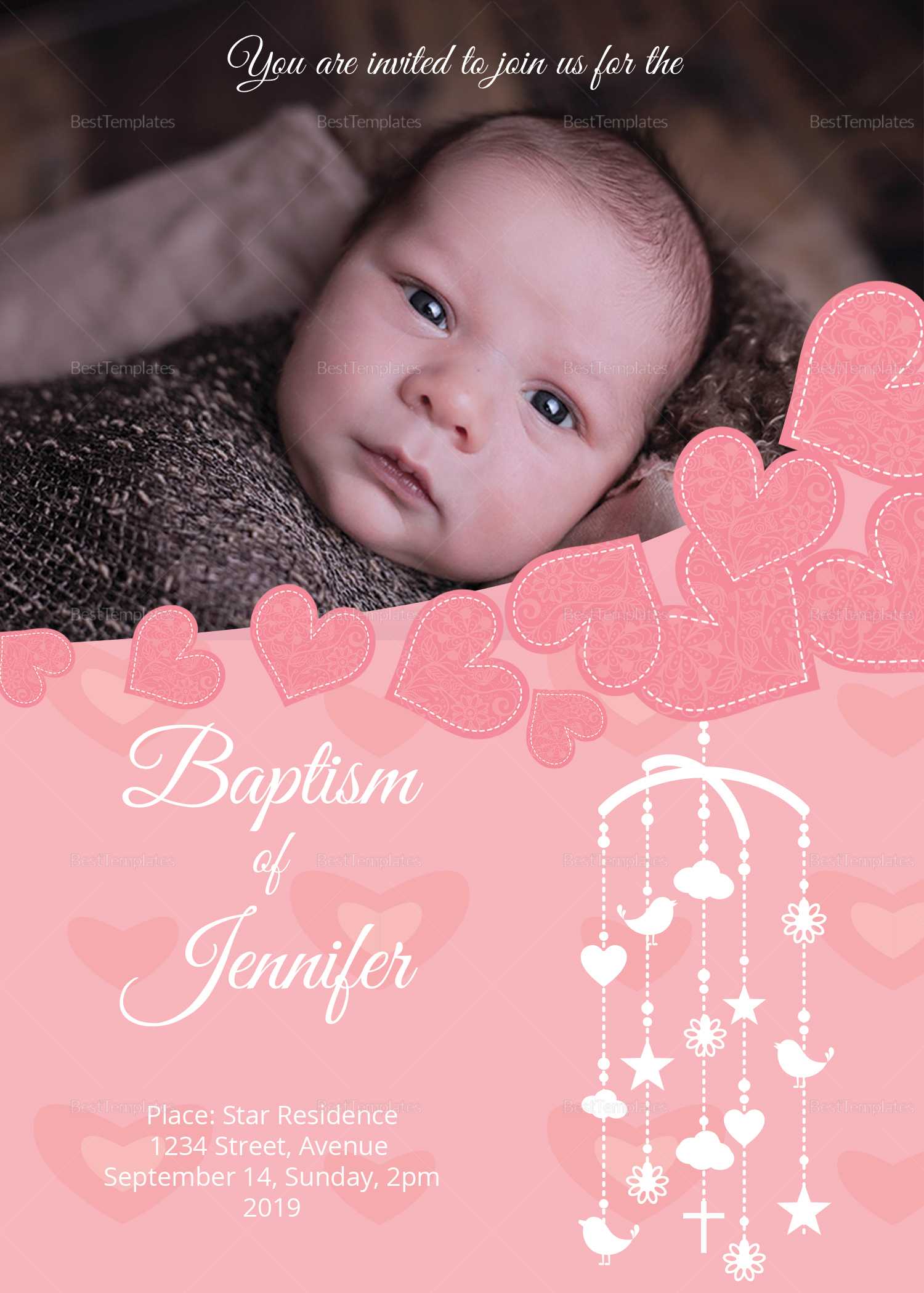 Printable Christening Baptism Invitation Card Template With Baptism Invitation Card Template