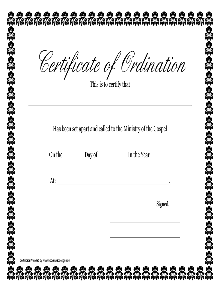 Printable Ordination Certificate - Fill Online, Printable For Certificate Of Ordination Template