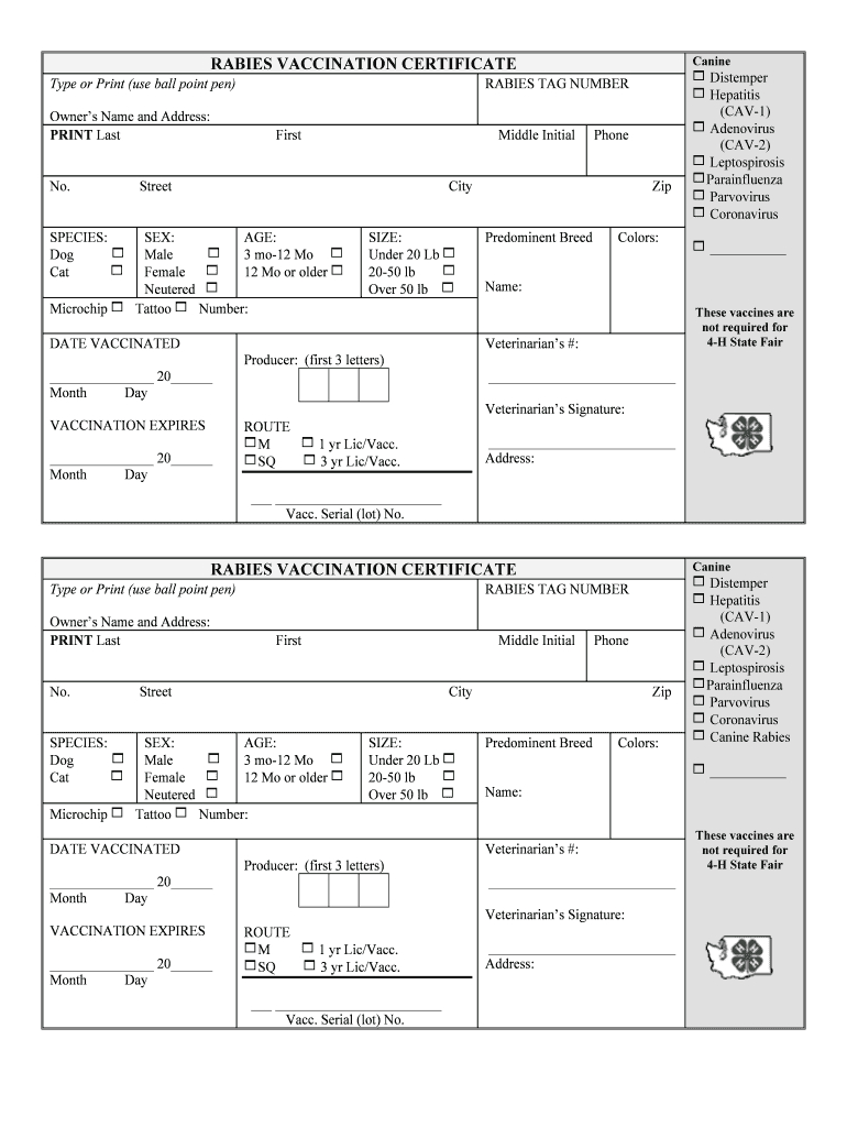 Printable Rabies Certificate - Fill Online, Printable in Rabies Vaccine Certificate Template