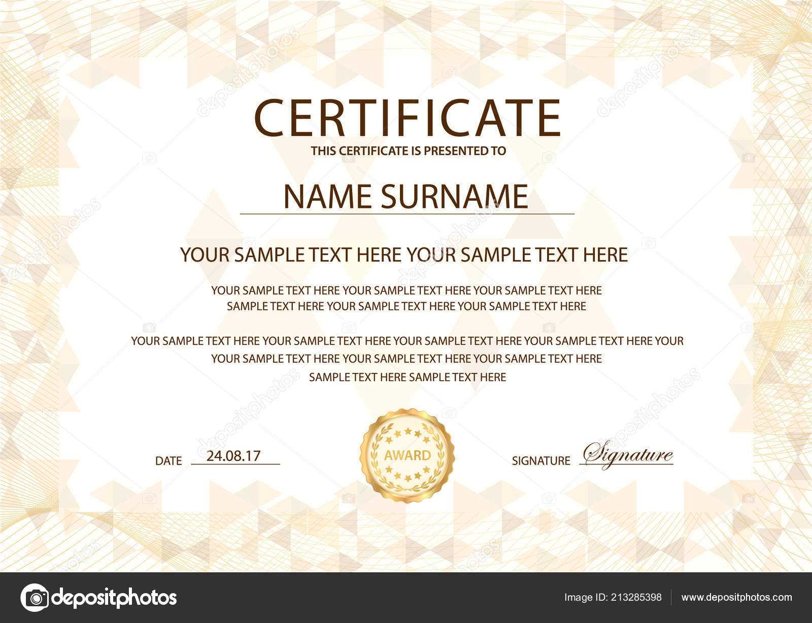 Printable Ribbon For Recognition | Certificate Template Gold Throughout Award Of Excellence Certificate Template