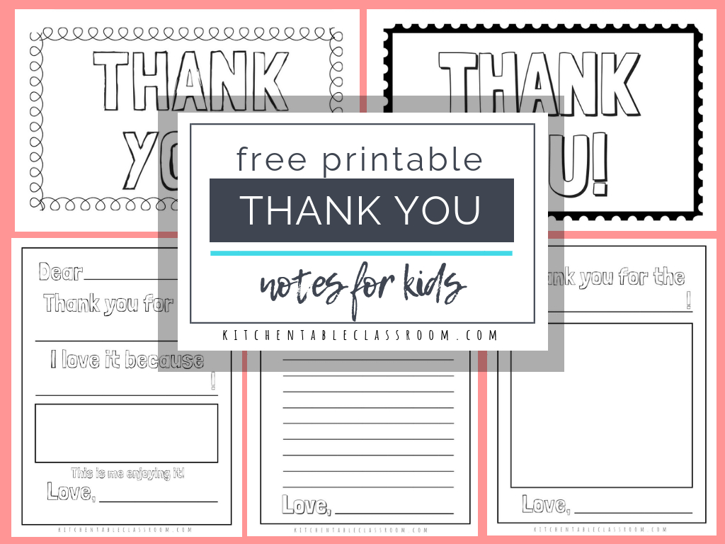 Printable Thank You Cards For Kids – The Kitchen Table Classroom Intended For Thank You Note Card Template