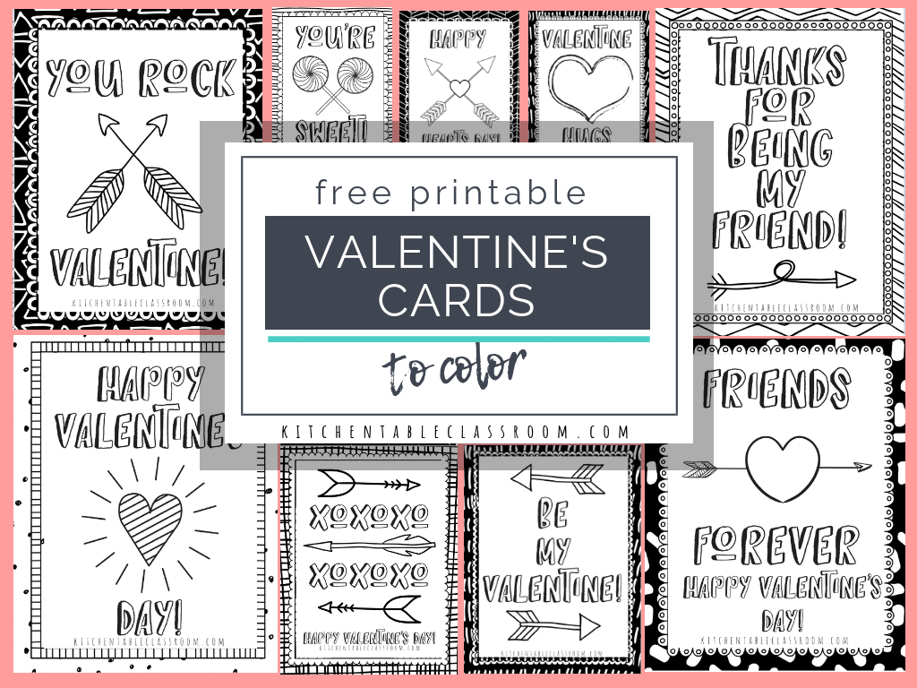 Printable Valentine Cards To Color – The Kitchen Table Classroom Inside Valentine Card Template For Kids